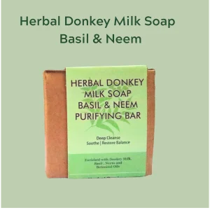Herbal Donkey Milk Soap – Basil & Neem Purifying Bar - Deep Cleanse | Soothe | Restore Balance. Enriched with Donkey Milk, Basil , Neem and Botanical Oils