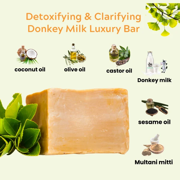 Detoxifying & Clarifying Donkey Milk Luxury Bar - Deep Cleansing | Oil Control | Refreshing. Enriched with Donkey Milk, Multani Mitti and Botanical Oils - Image 3