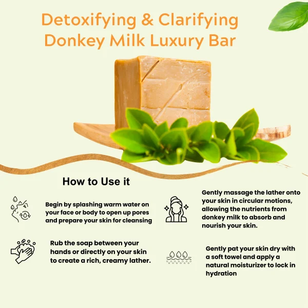 Detoxifying & Clarifying Donkey Milk Luxury Bar - Deep Cleansing | Oil Control | Refreshing. Enriched with Donkey Milk, Multani Mitti and Botanical Oils - Image 4