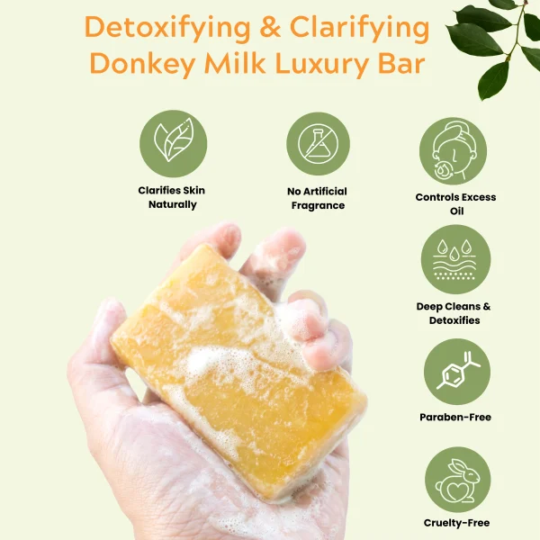 Detoxifying & Clarifying Donkey Milk Luxury Bar - Deep Cleansing | Oil Control | Refreshing. Enriched with Donkey Milk, Multani Mitti and Botanical Oils - Image 5