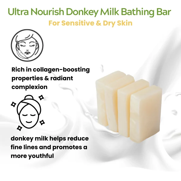 Ultra Nourish Donkey Milk Bathing Bar - Sensitive & Dry Skin | Handmade | Cold Processed, Enriched with Donkey Milk, Colloidal Oatmeal and Botanical Oils - Image 3